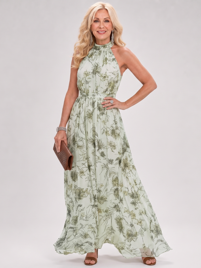 Saskia | Floral Print Flowing Skirt Midi Dress