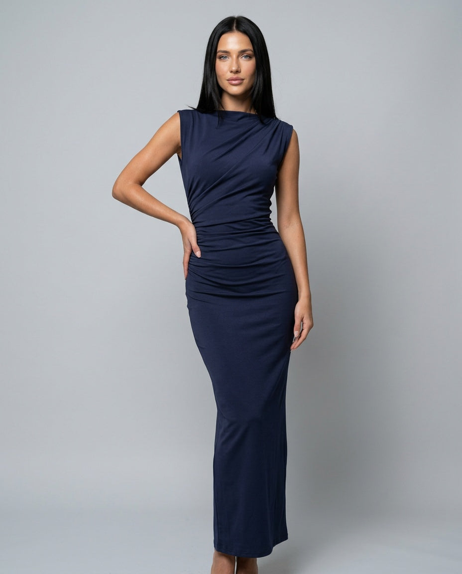 Vera | Sleeveless Bodycon Back Slit Midi Dress