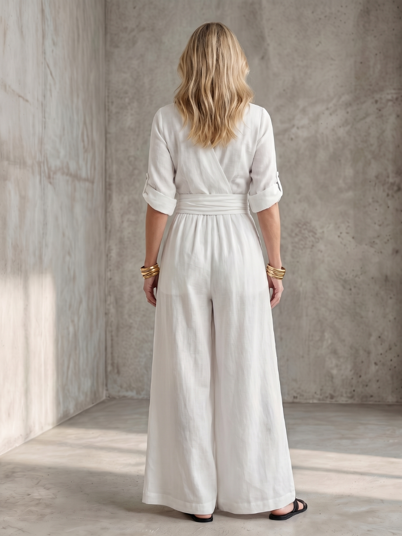 Alejandra | Cross Front Wide Leg Jumpsuit