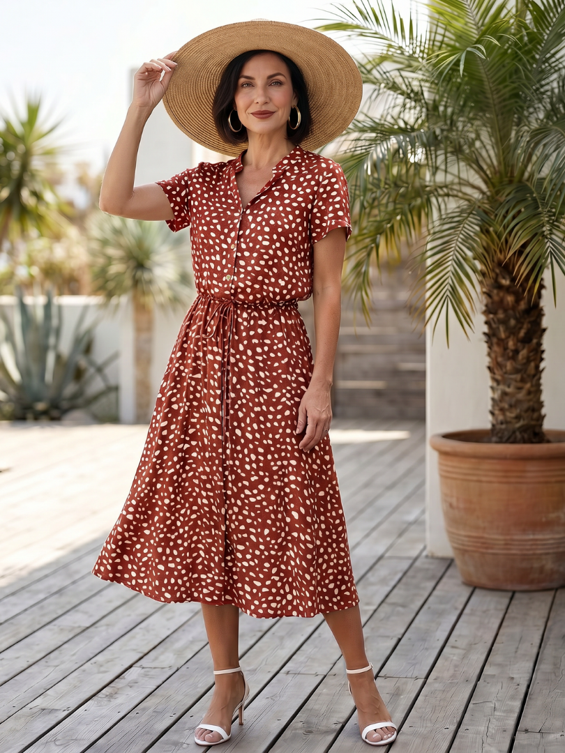 Fernanda | Printed Button-Front Belted Midi Dress