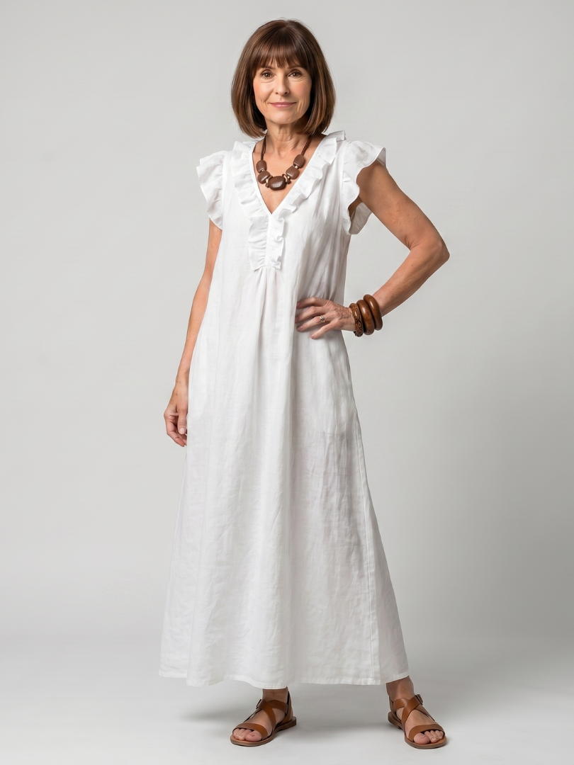 Aurelia | Sleeveless Ruffle Trim Midi Dress