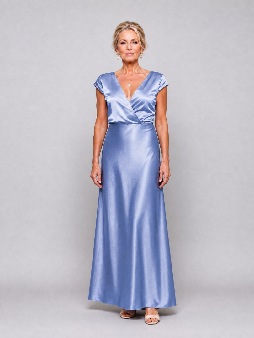 Adeline | Cap Sleeve Wrap Bodice Maxi Dress