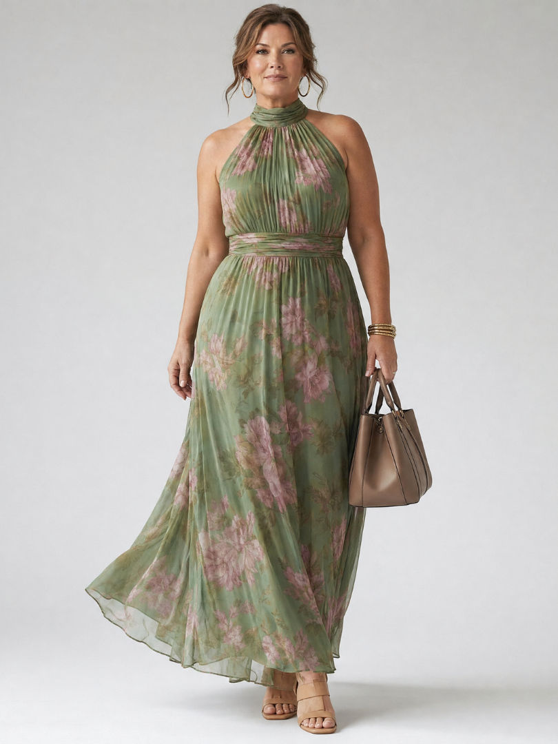 Adeline | Gathered Halter Midi Dress