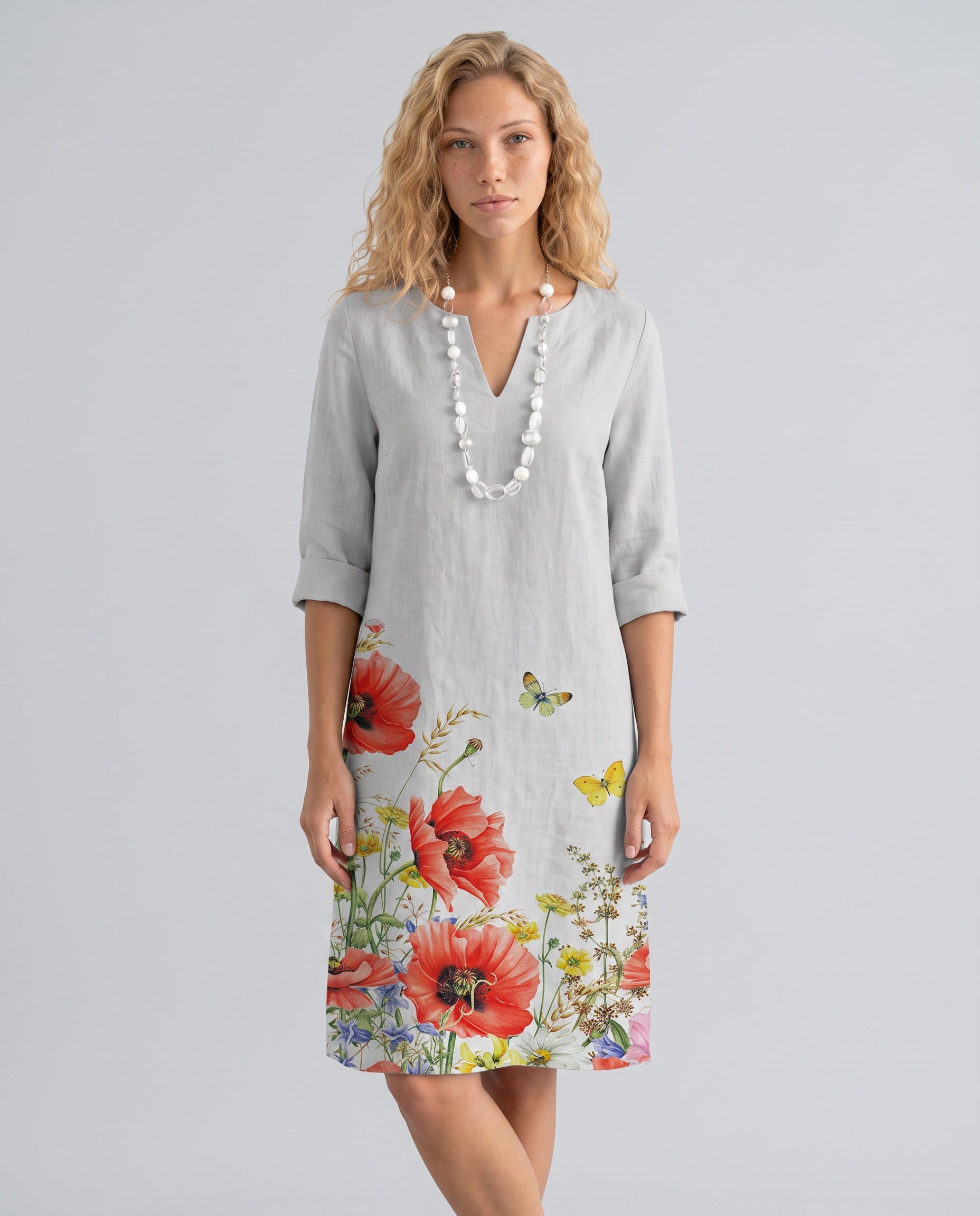 Xenia | Round Neck Short Sleeve Midi Dress