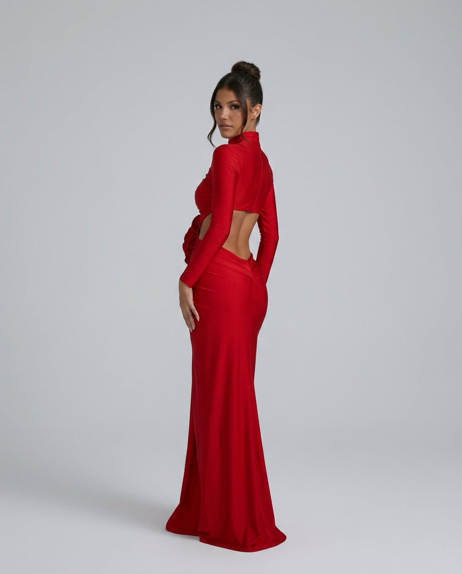 Alba | Long Sleeve Floral Cutout Maxi Dress