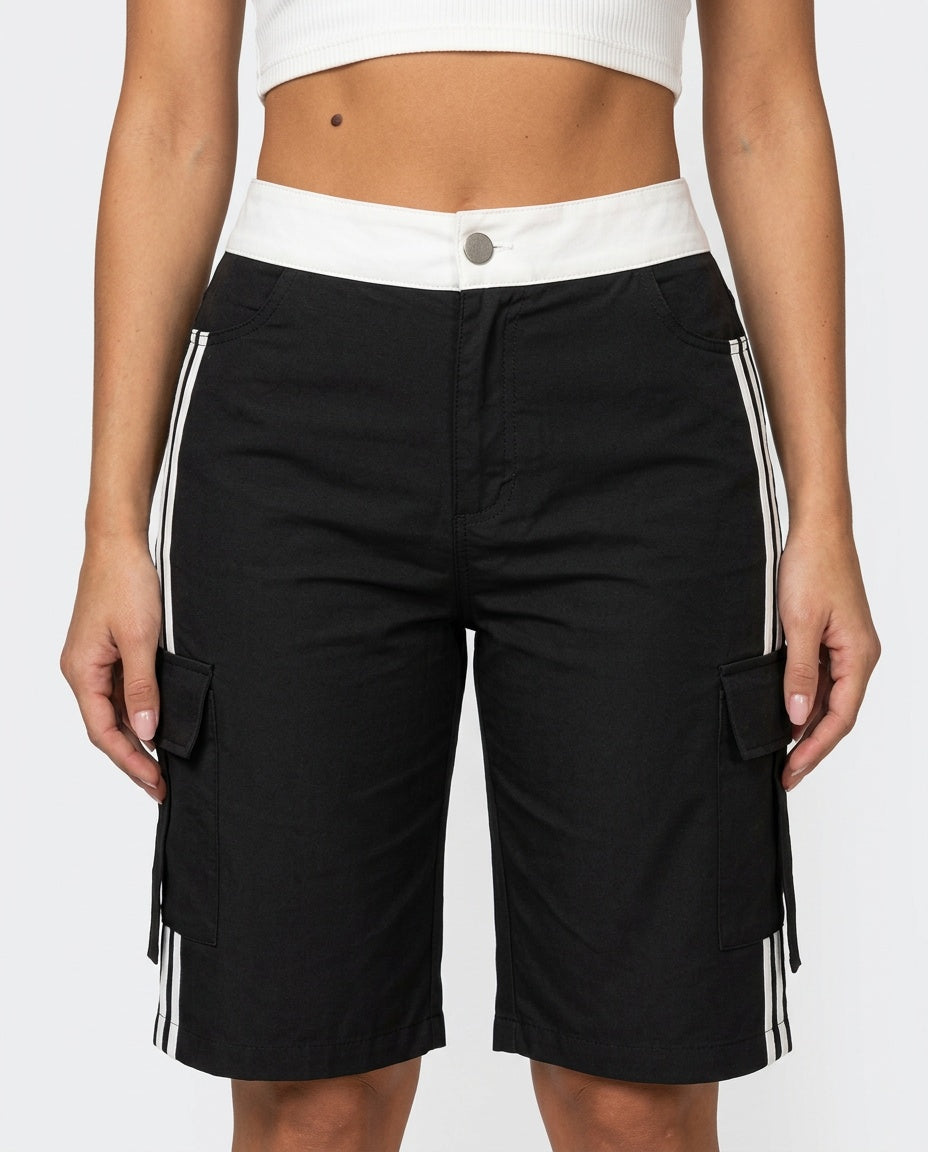 Antonella | Cargo Bermuda Shorts with Contrast Waistband