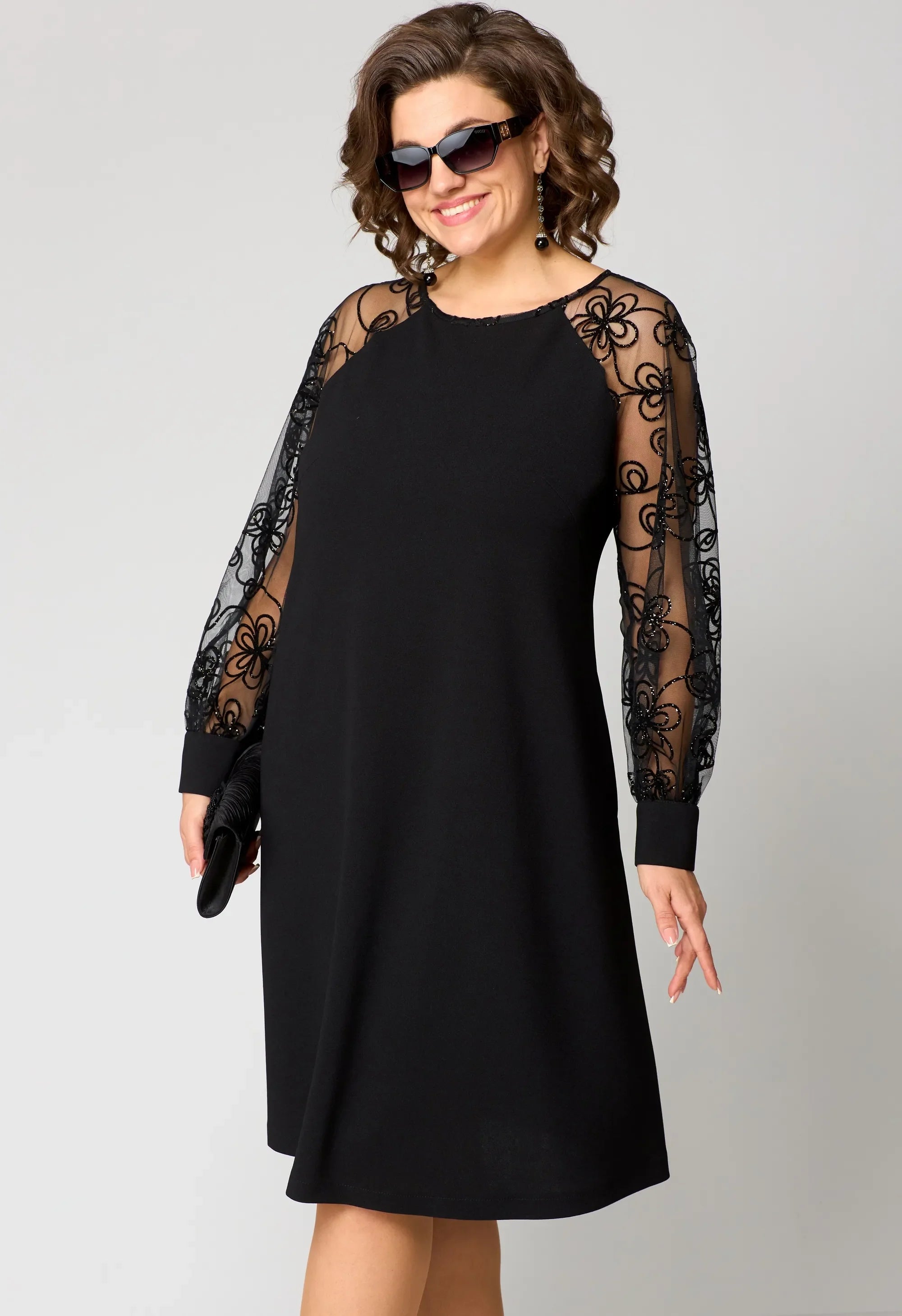 Naia | Long Lace Sleeve Midi Dress