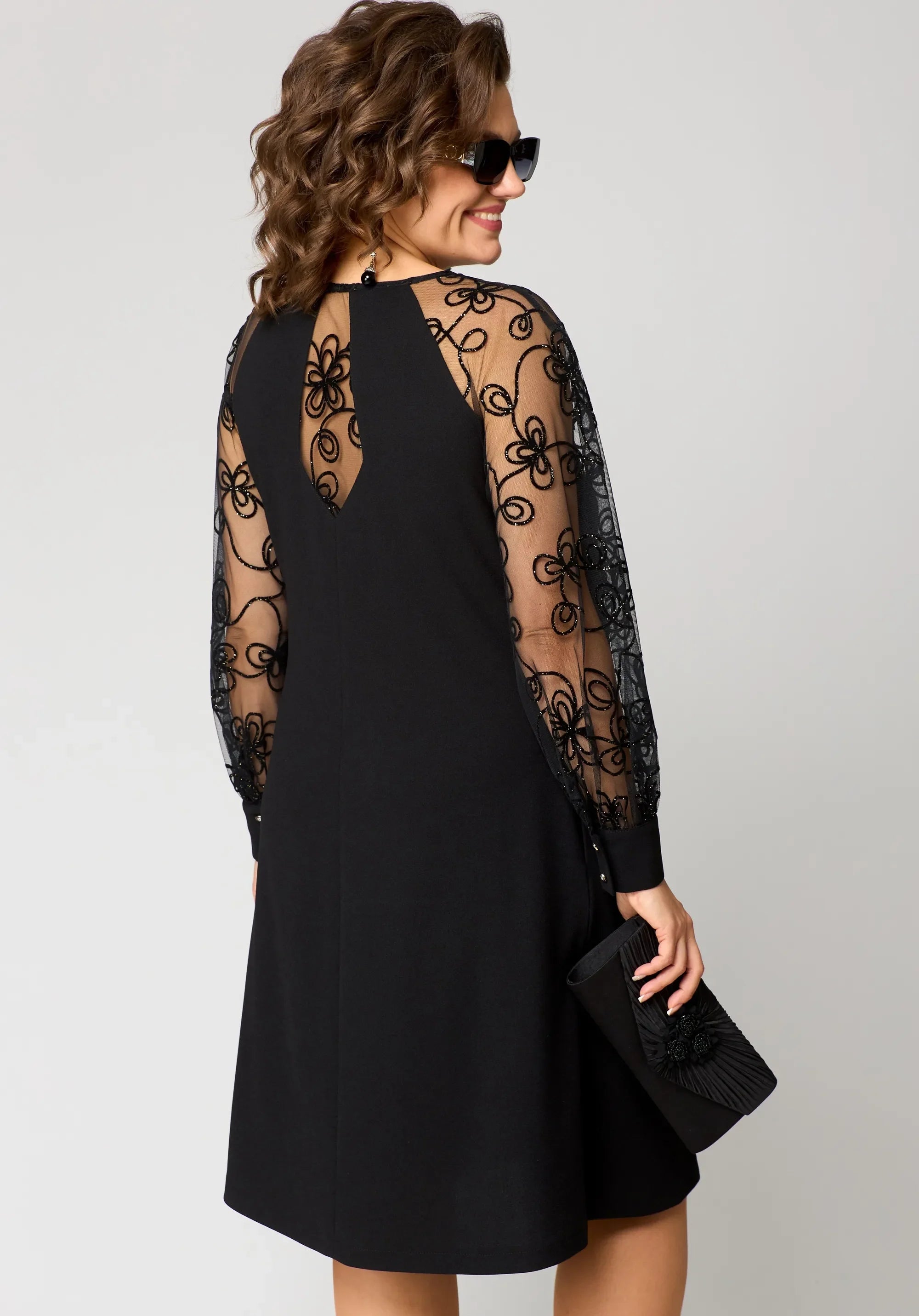 Naia | Long Lace Sleeve Midi Dress