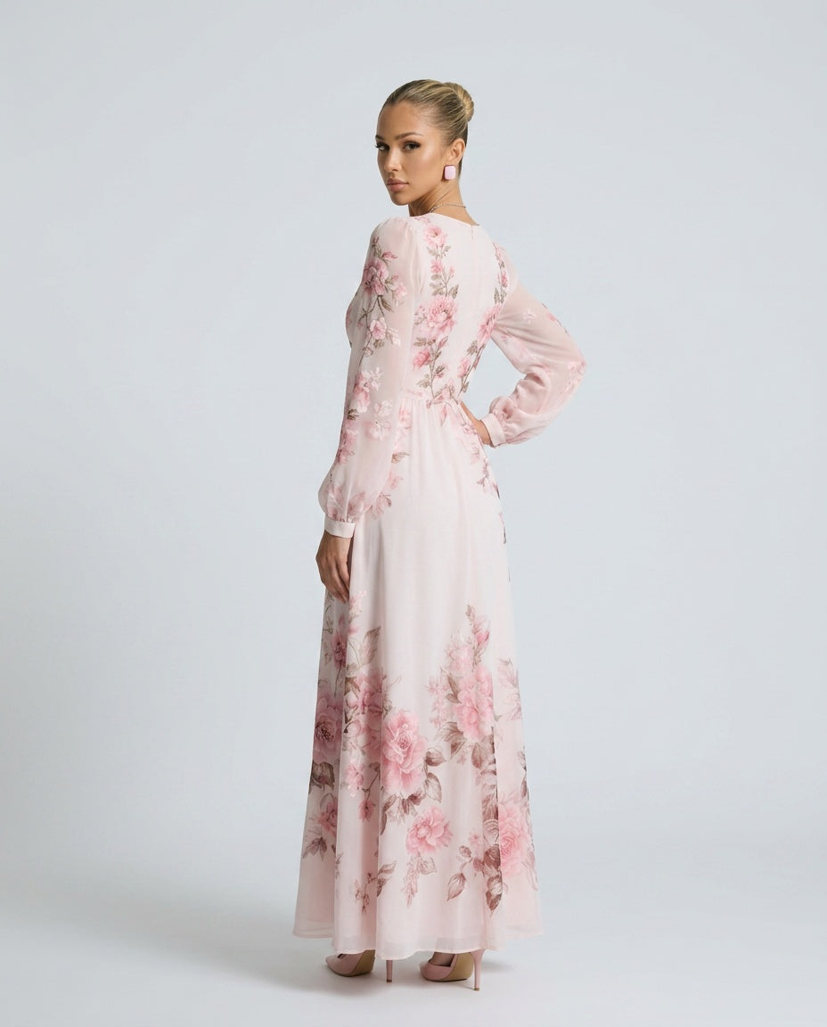 Ottilie | Long Sleeve Floral Flowy Midi Dress