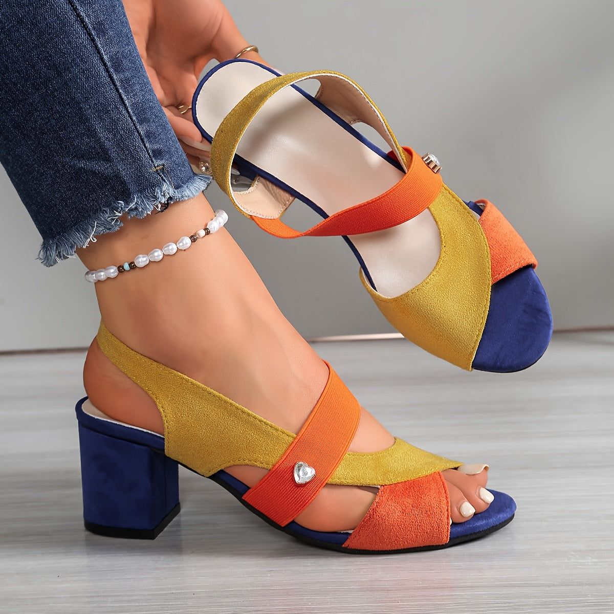 Azura | Ocean Blue Block Heel Sandals