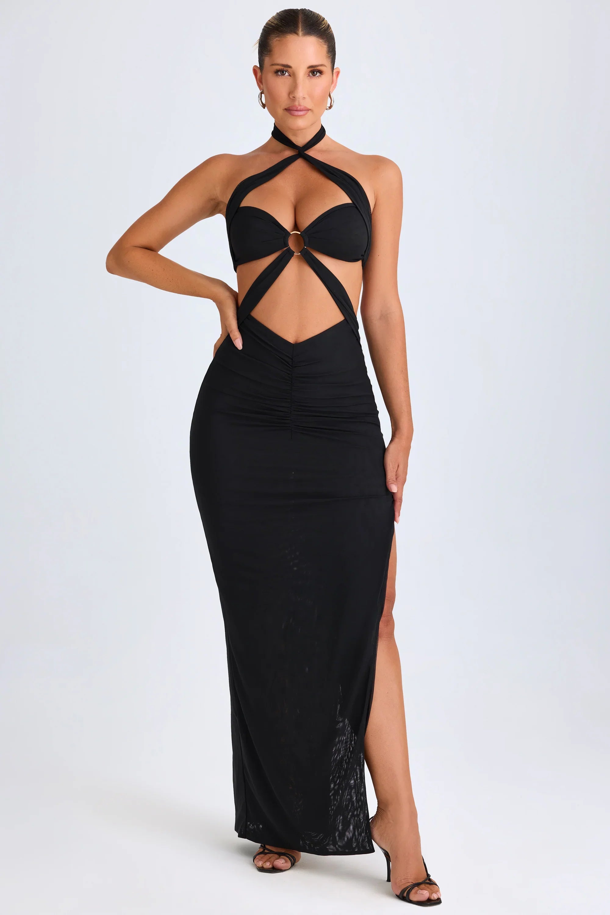 Juliette | Hardware Detail Cut-Out Halterneck Maxi Dress