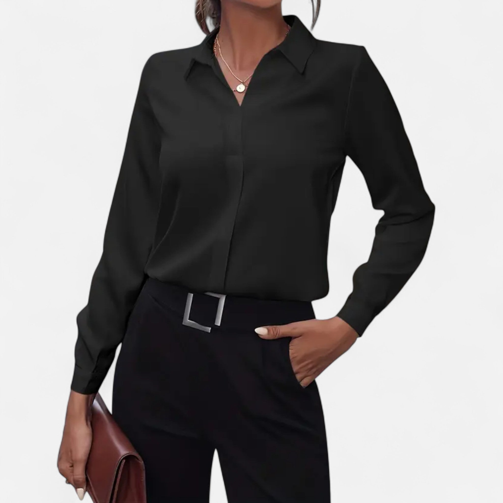Emilia | Long Sleeve V-Neck Office Blouse