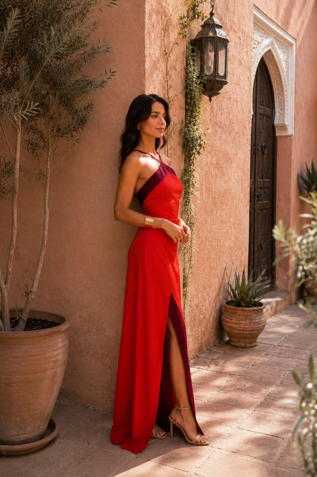 Zara | Halter Neck Crossover Slit Maxi Dress