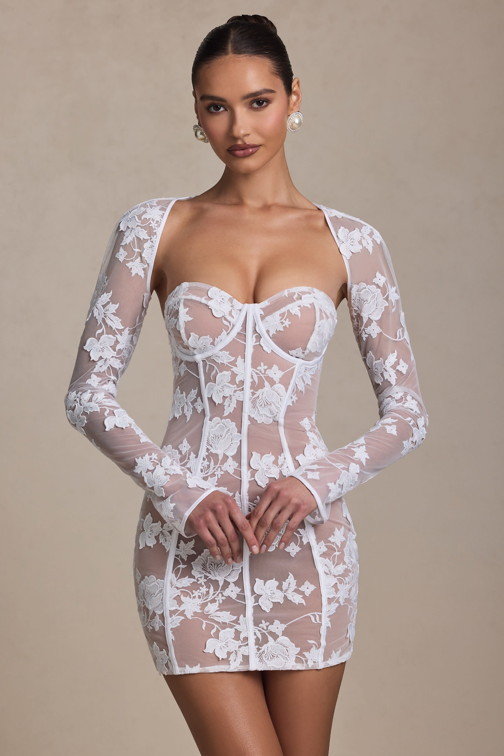 Priya | Lace Floral Corset Mini Dress