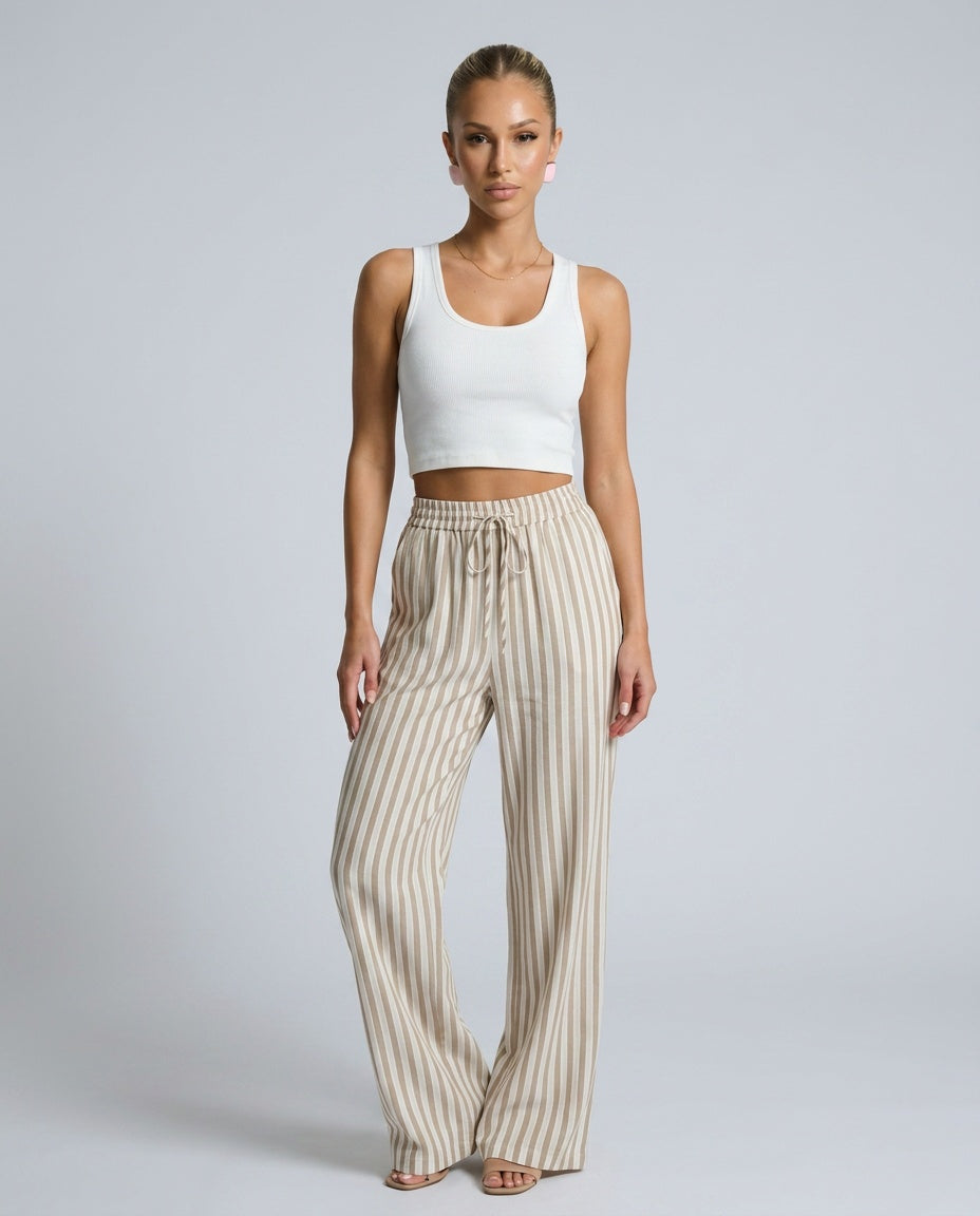 Willa | Striped Relaxed Wide-Leg Trousers