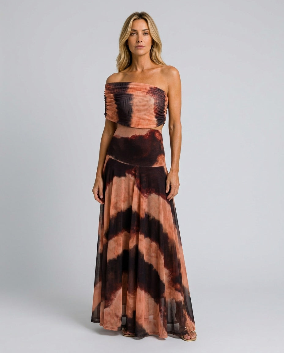 Nora | Off-Shoulder Gradient Print Maxi Dress