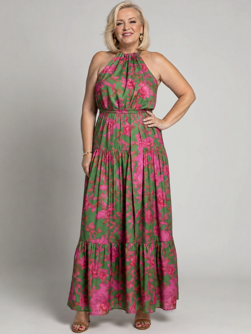 Gemma | Draped Halter Midi Dress