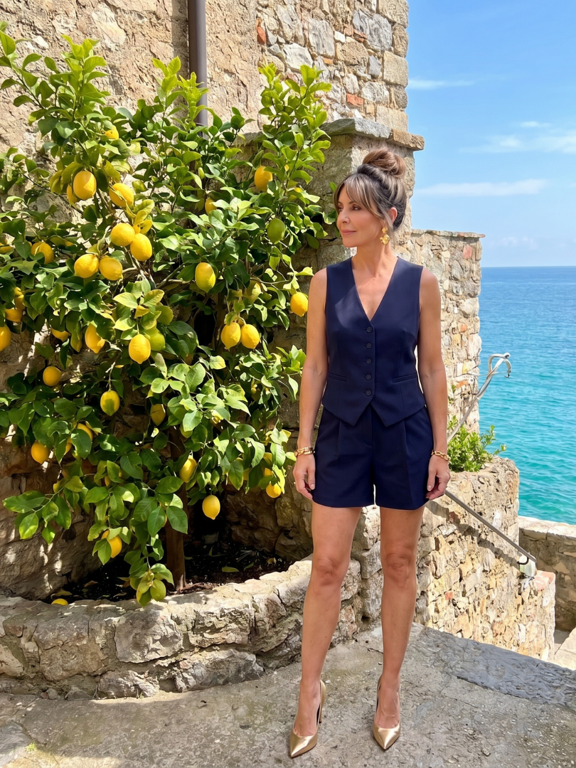 Presley | Sleeveless Tailored Vest & Shorts Set