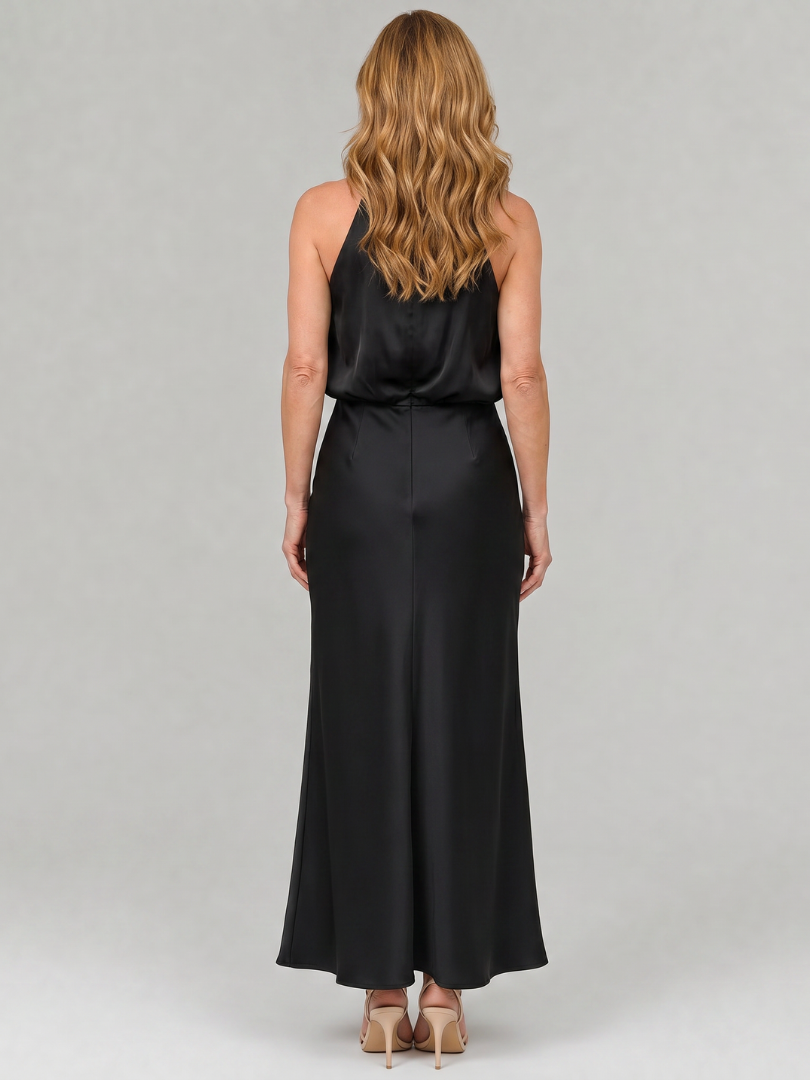 Helena | Sleeveless Draped Neck Midi Dress