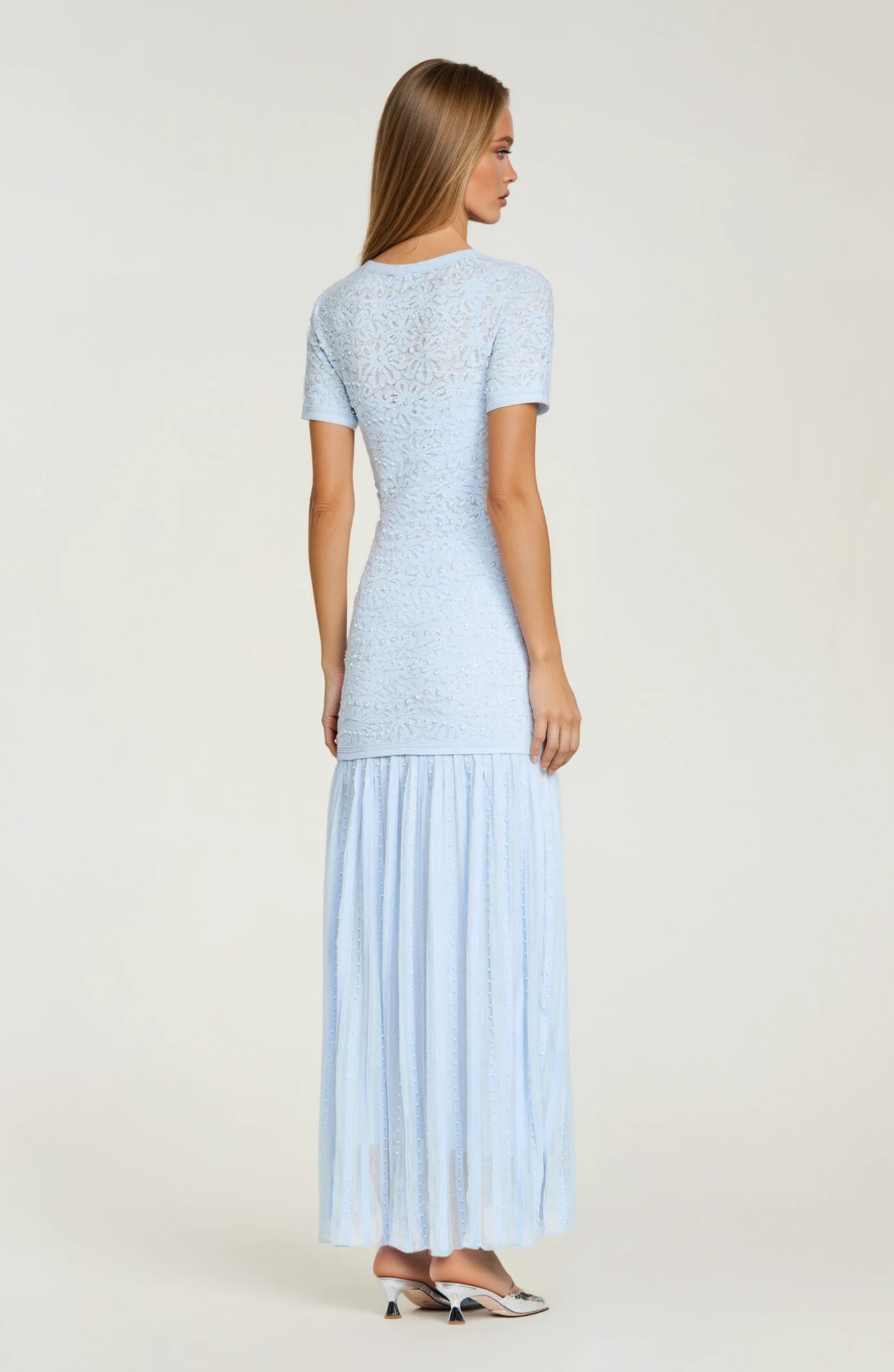 Reese | Beaded Ombré Button-Front Knit Maxi Dress