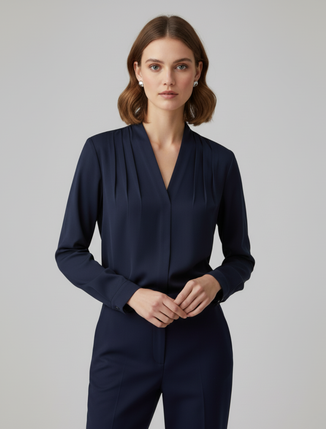 Sylvaine | Puff Sleeve Satin-Look Blouse