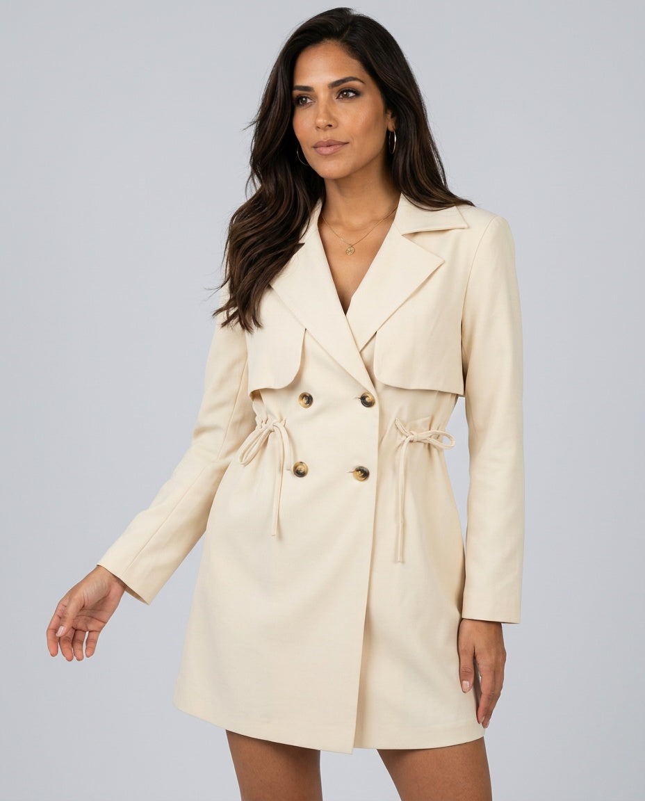 Estrella | Cropped Double-Button Blazer with Cinched Waist