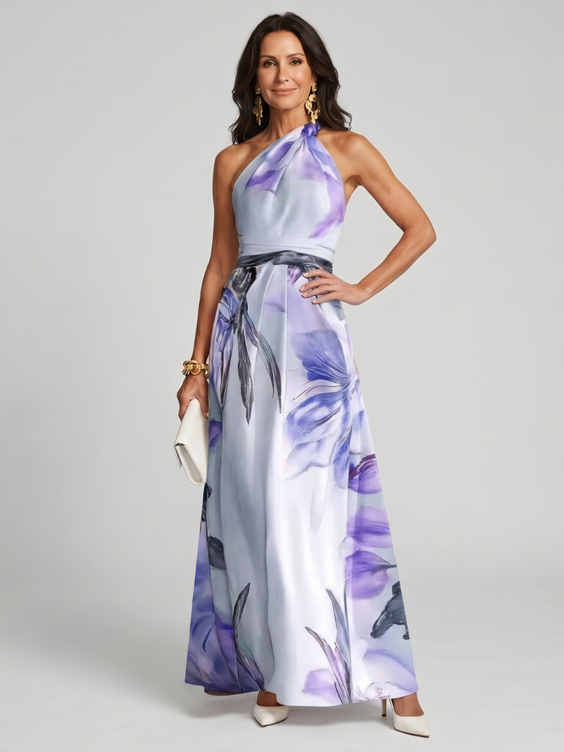 Adriana | Halter Neck Flowing Skirt Maxi Dress