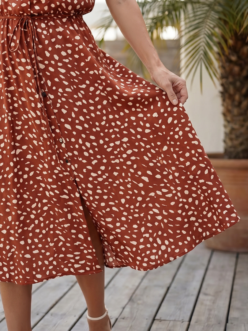 Fernanda | Printed Button-Front Belted Midi Dress