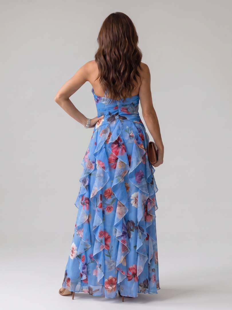 Piper | Halter Neck Ruched Floral Maxi Dress