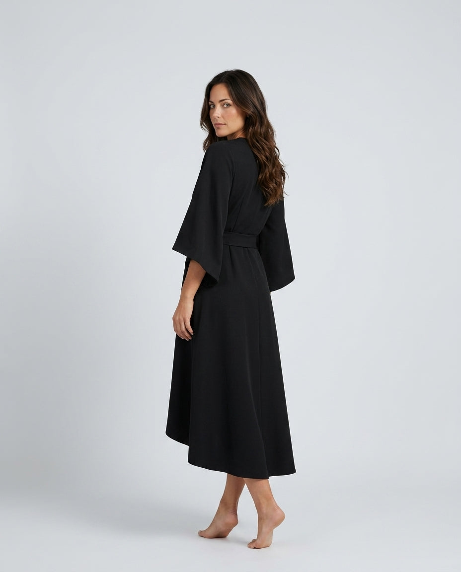 Sawyer | Cape Sleeve Asymmetric Draped Maxi Dress