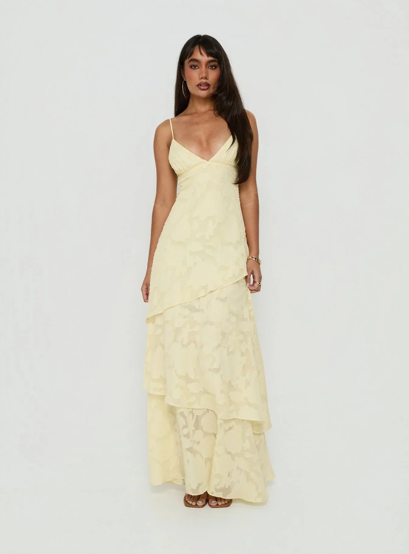 Lyricah | Tiered Floral Print Spaghetti Strap Maxi Dress