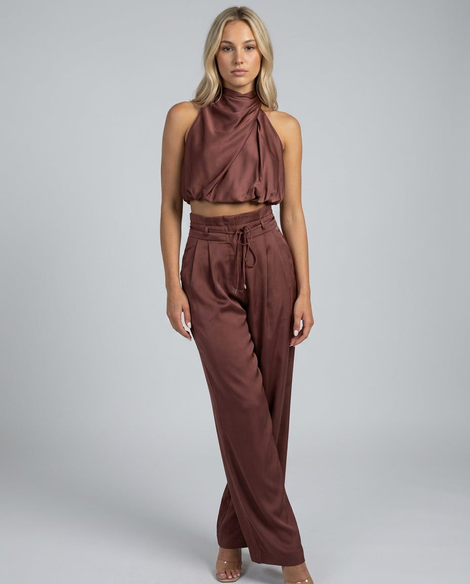 Antonella | Halter Neck & Pleated High Waist Trouser Co-ord Set