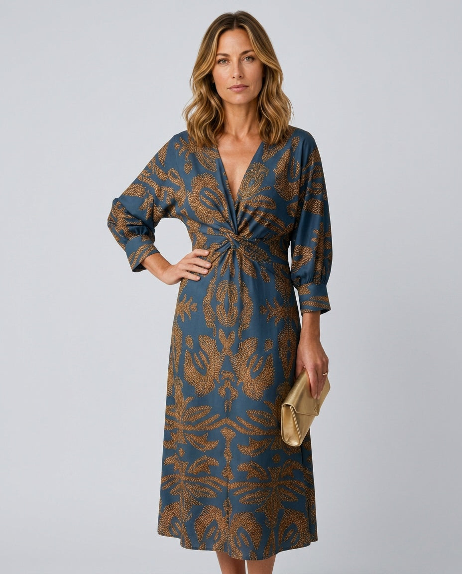 Gemma | Natural Wrap Midi Dress