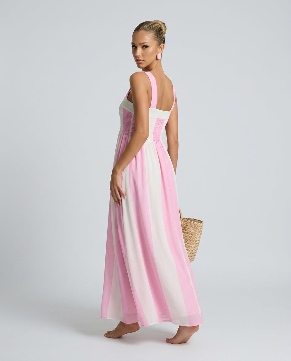 Winnie | Square Neck Striped Sleeveless Maxi Dress