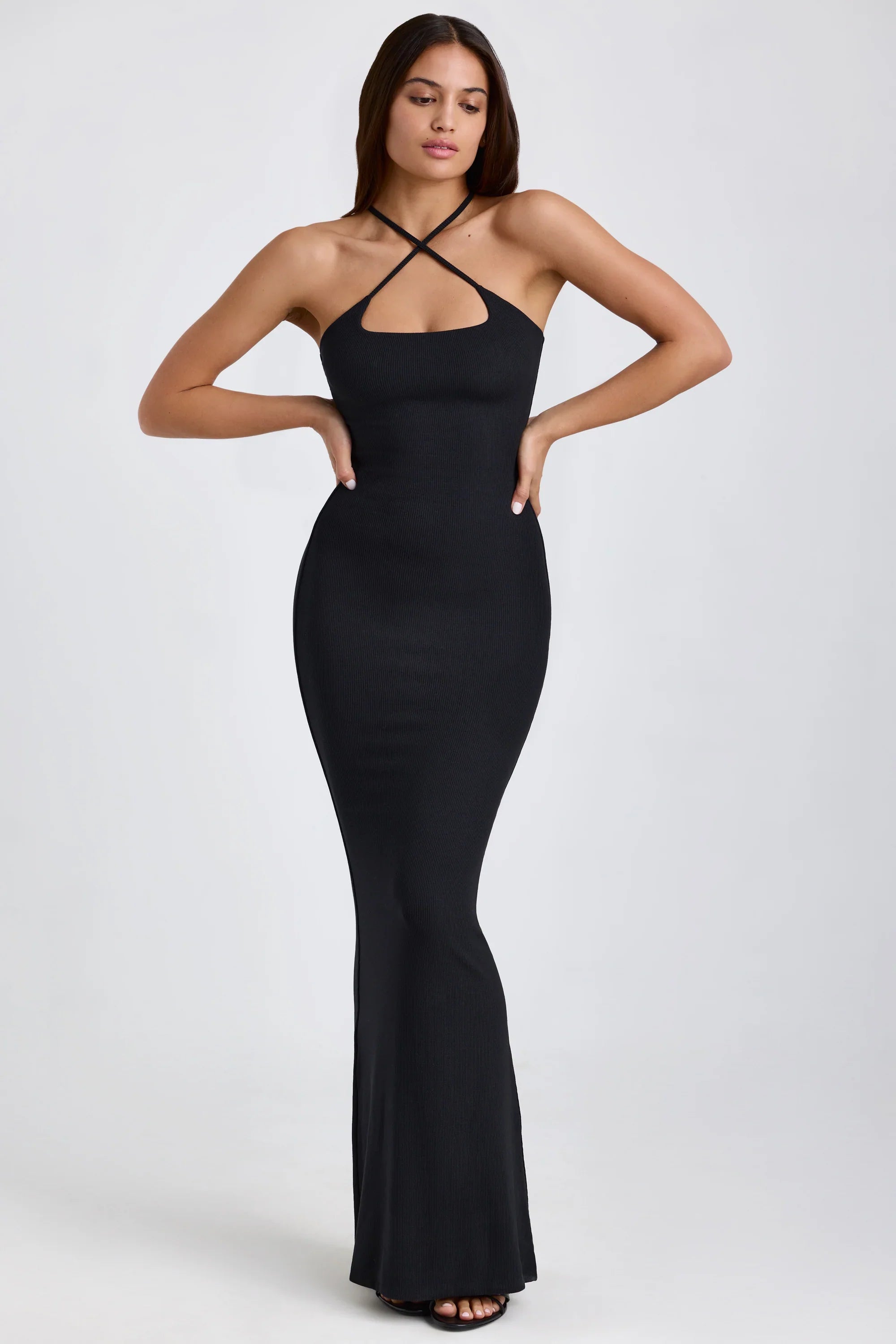 Aurelia | Ribbed Halterneck Twisted Maxi Dress