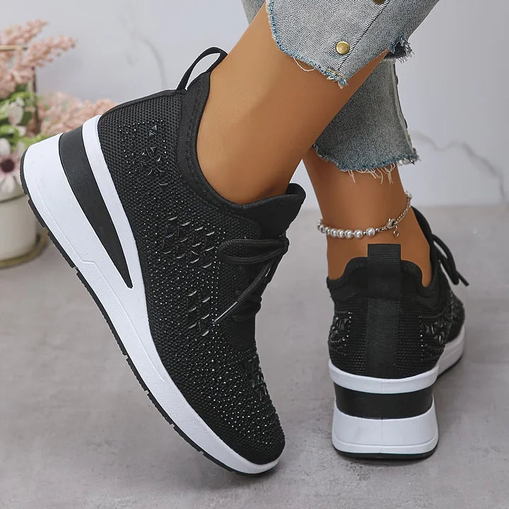 Nuria | Rhinestone Cushioned Platform Sneakers