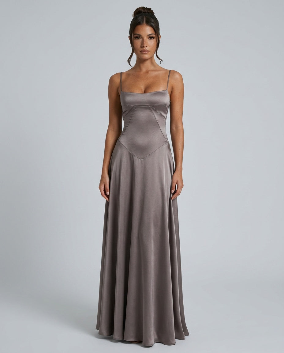 Cleo | Lace-Up Corset Maxi Dress