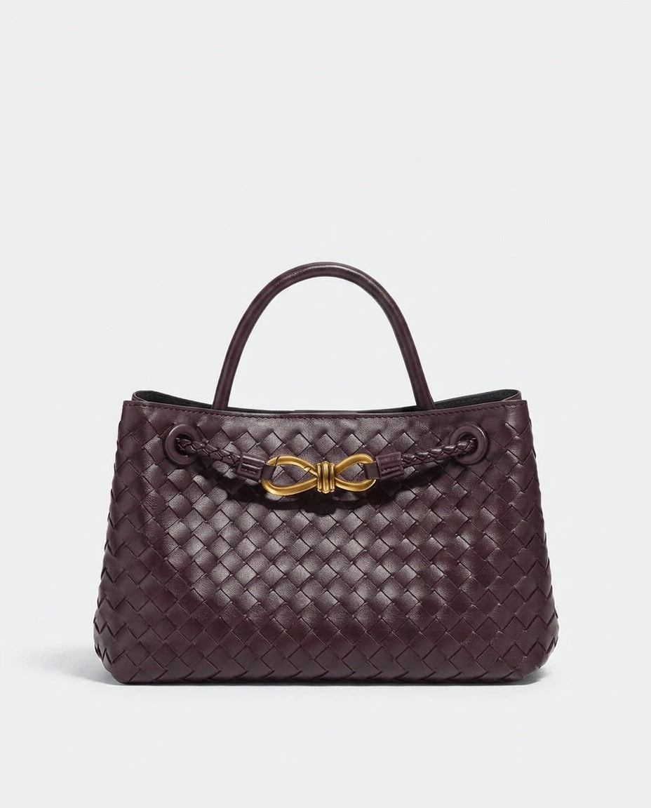 Compact Woven Vegan Leather Handbag