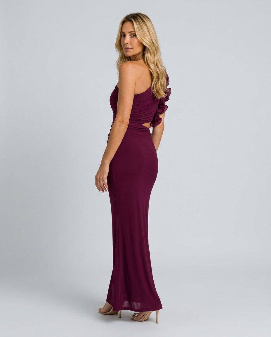 Peyton | One-Shoulder Cascading Ruffle Maxi Dress