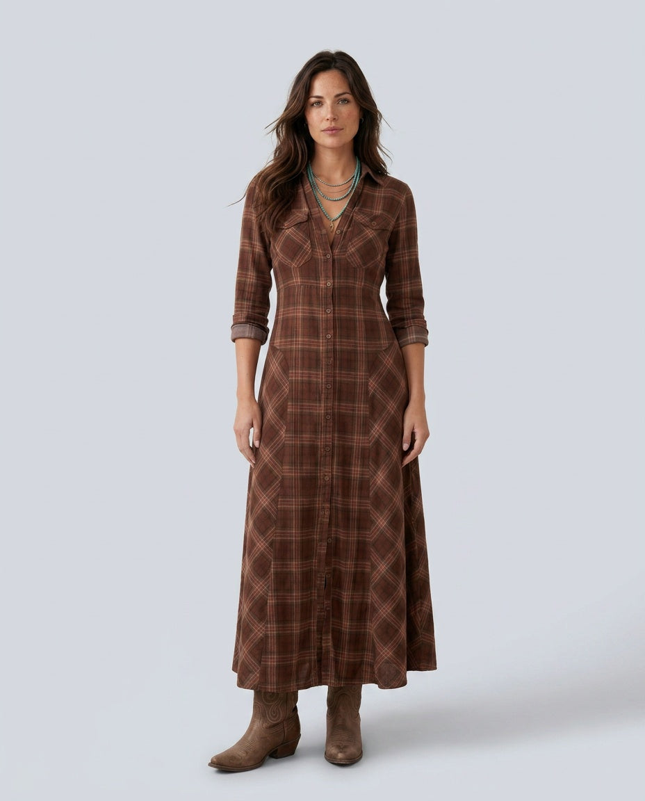 Marilena | Button-Front V-Neck Maxi Dress