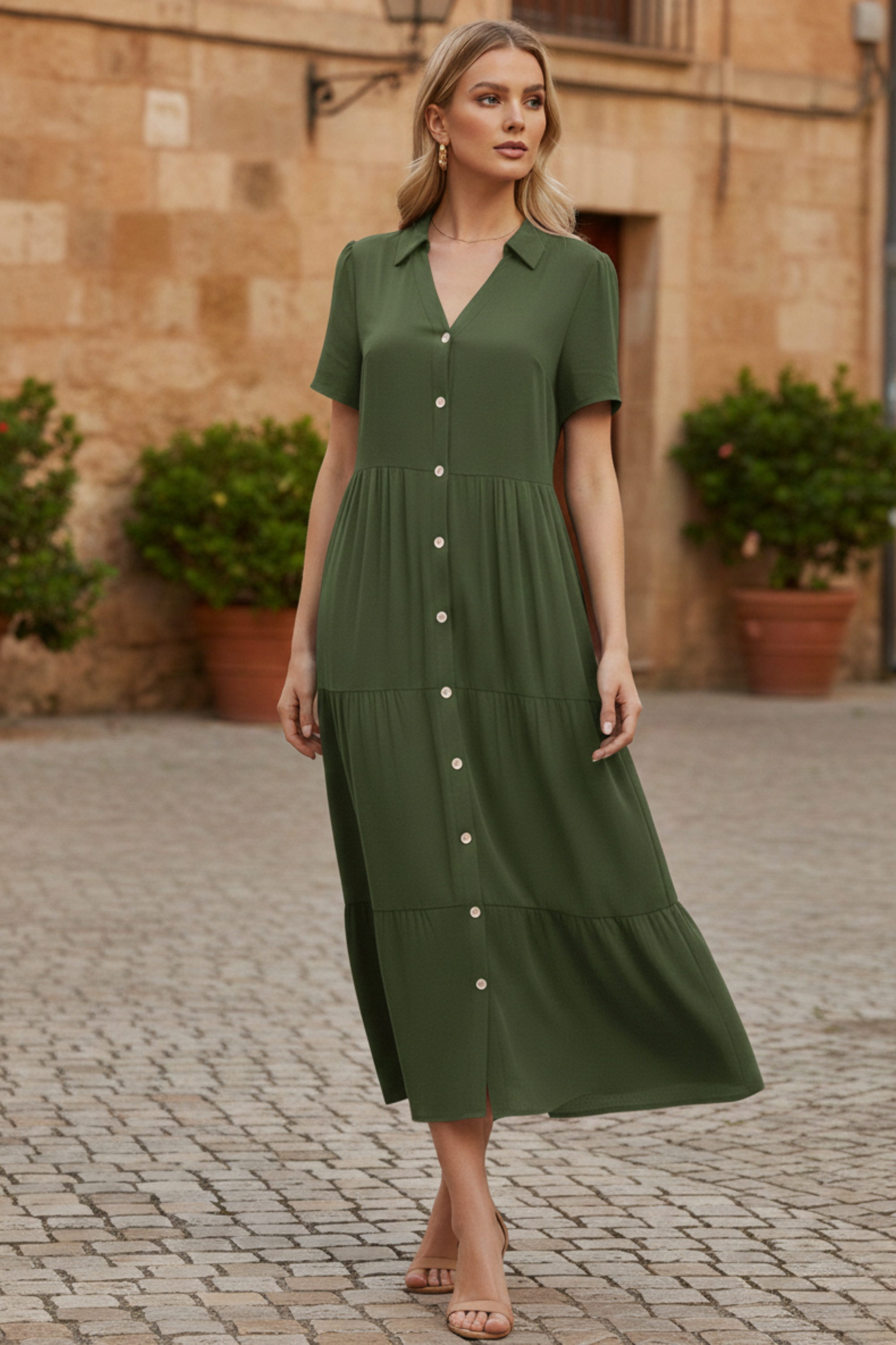 Amara | Midi Dress with Button-Front