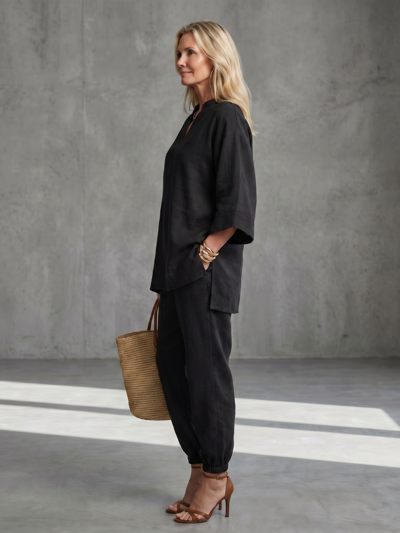 Seraphina | V-Neck Gathered Tunic & Trouser Co-ord Set