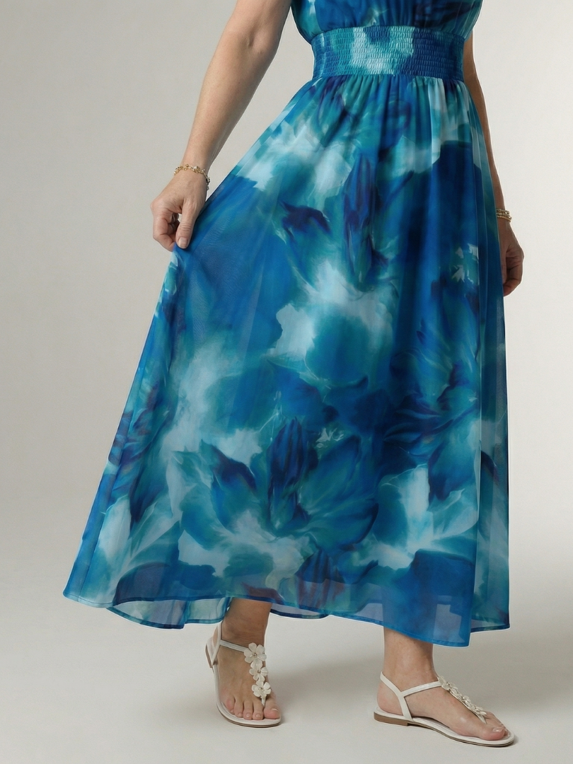 Niamh | Gathered Halter Flowy Midi Dress
