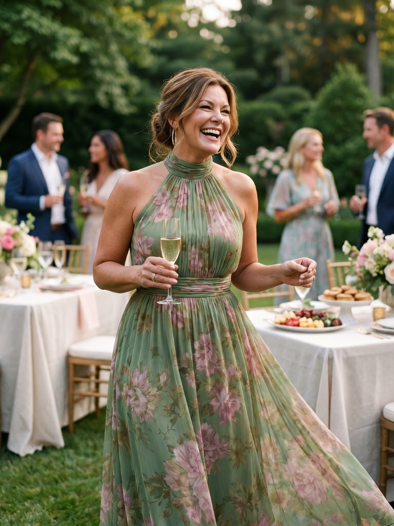 Isabela | Gathered Halter Midi Dress