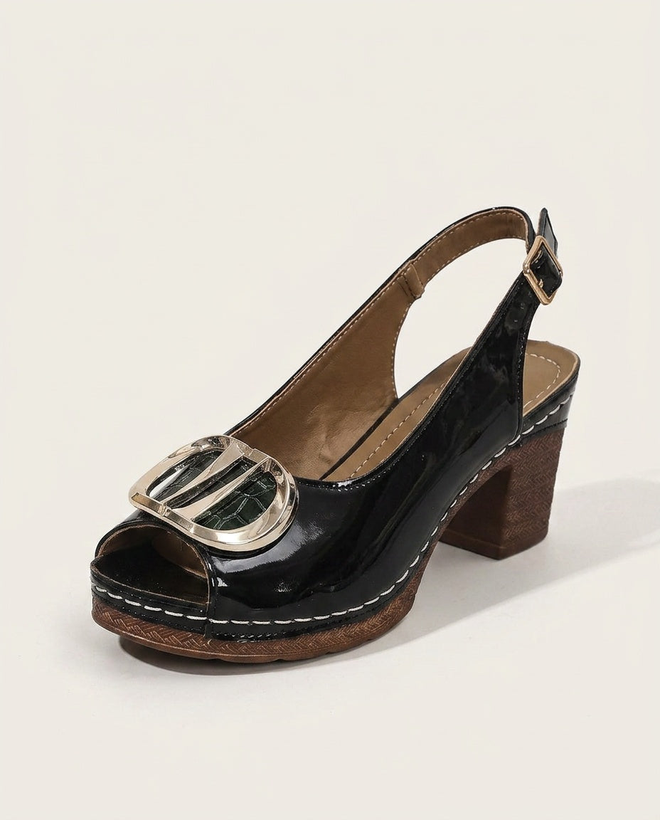 Stella | Glossy Strap Cushioned Heels
