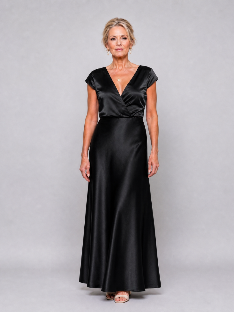 Adeline | Cap Sleeve Wrap Bodice Maxi Dress