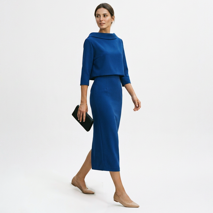 Alejandra | Boat Neck 3/4 Sleeve Midi Co-ord Set