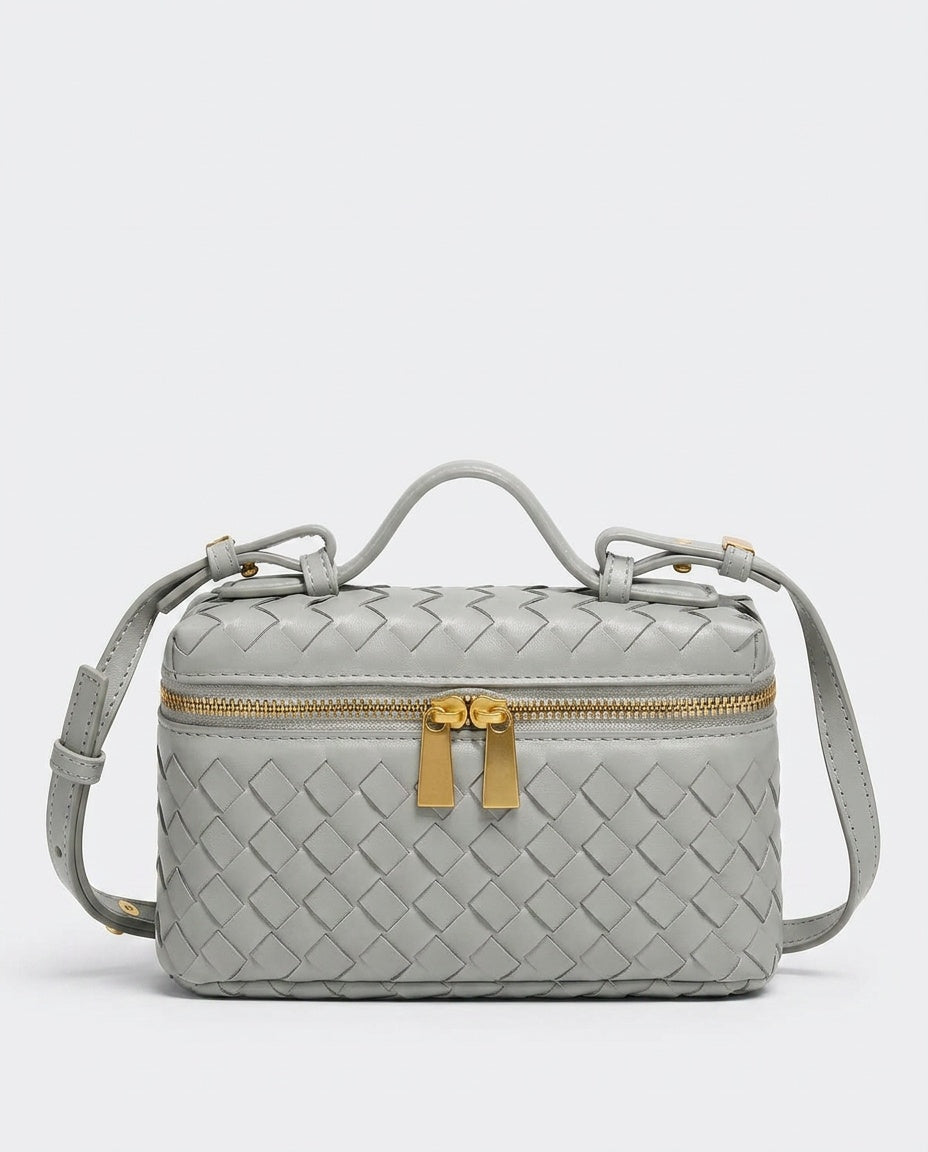 Small Woven Top Handle Bag with Phone Pocket