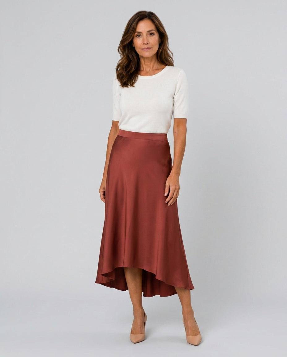 Sorrel | Satin-Look Midi Swing Skirt
