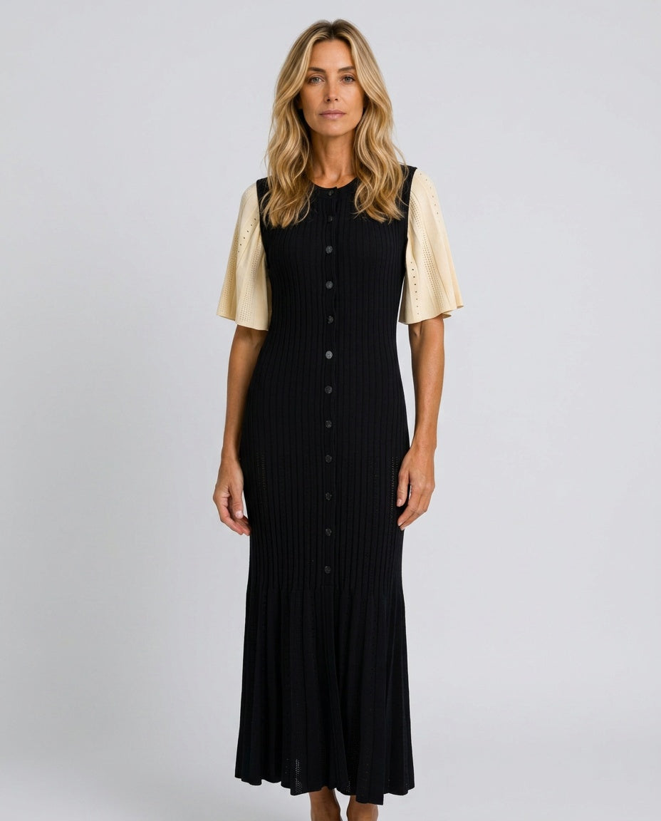 Willa | Two-Tone Knit Midi Dress